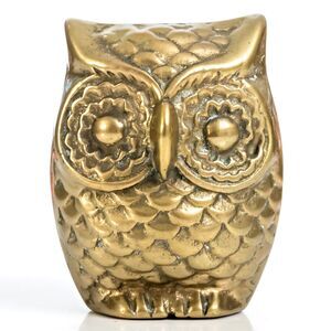 Vintage MCM Brass Owl Figurine Paperweight Mid-Century Modern